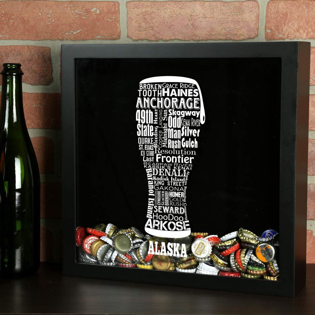 Torched Products Shadow Box Black Alaska Beer Typography Shadow Box (779427446901)