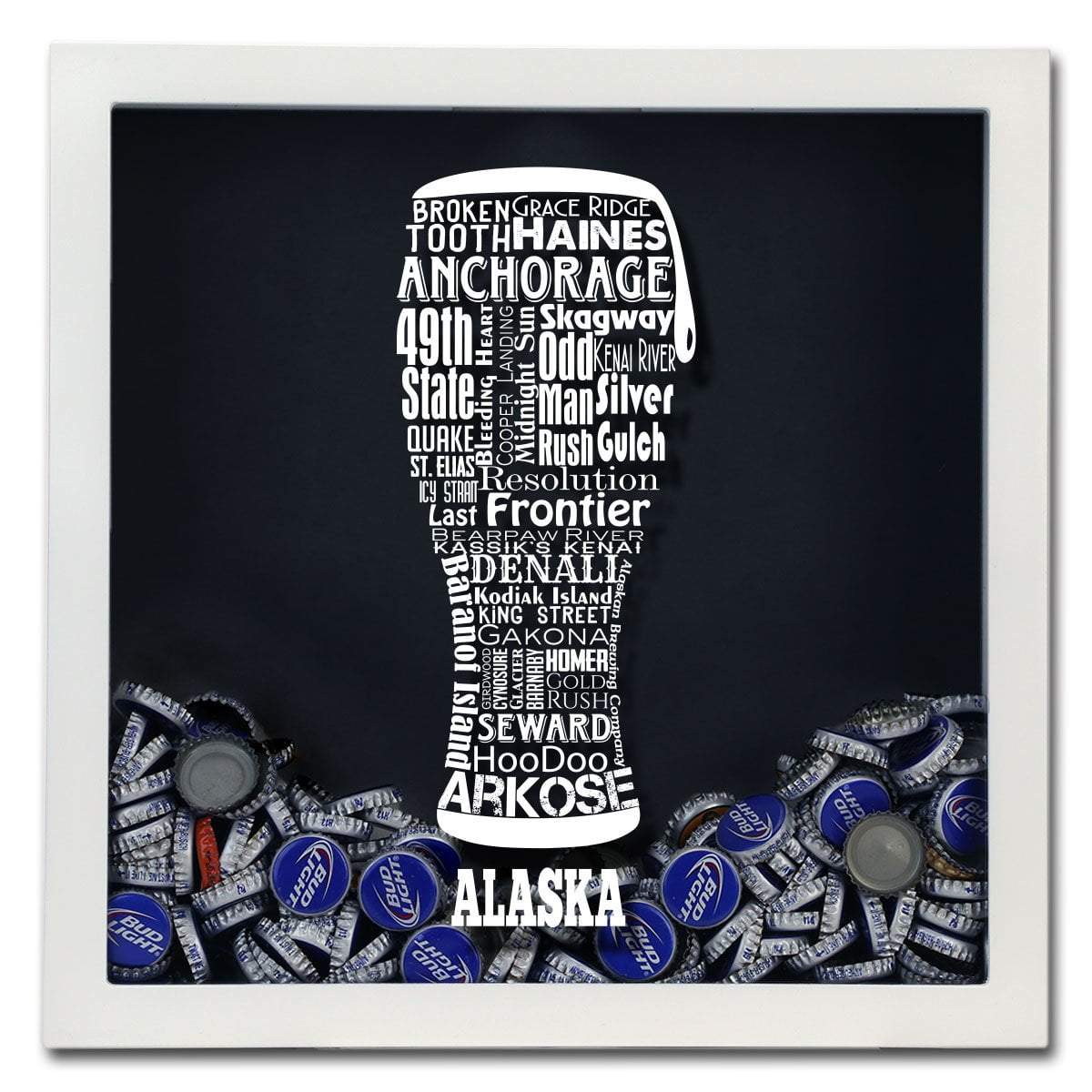 Torched Products Shadow Box Alaska Beer Typography Shadow Box (779427446901)