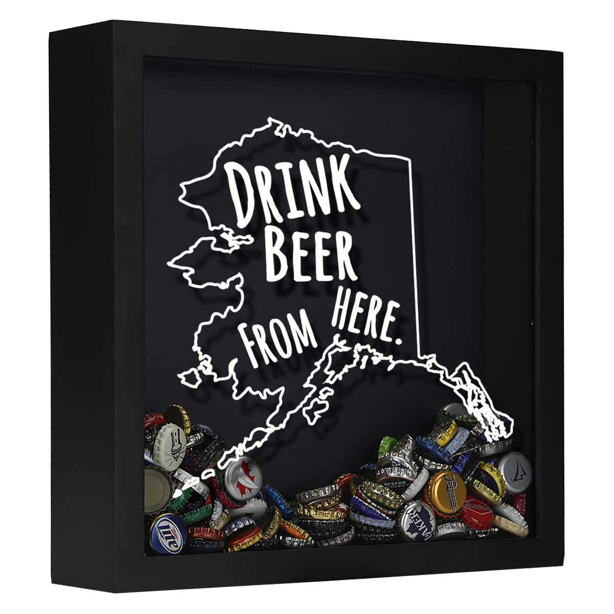 Torched Products Shadow Box Black Alaska Drink Beer From Here Beer Cap Shadow Box (781157990517)