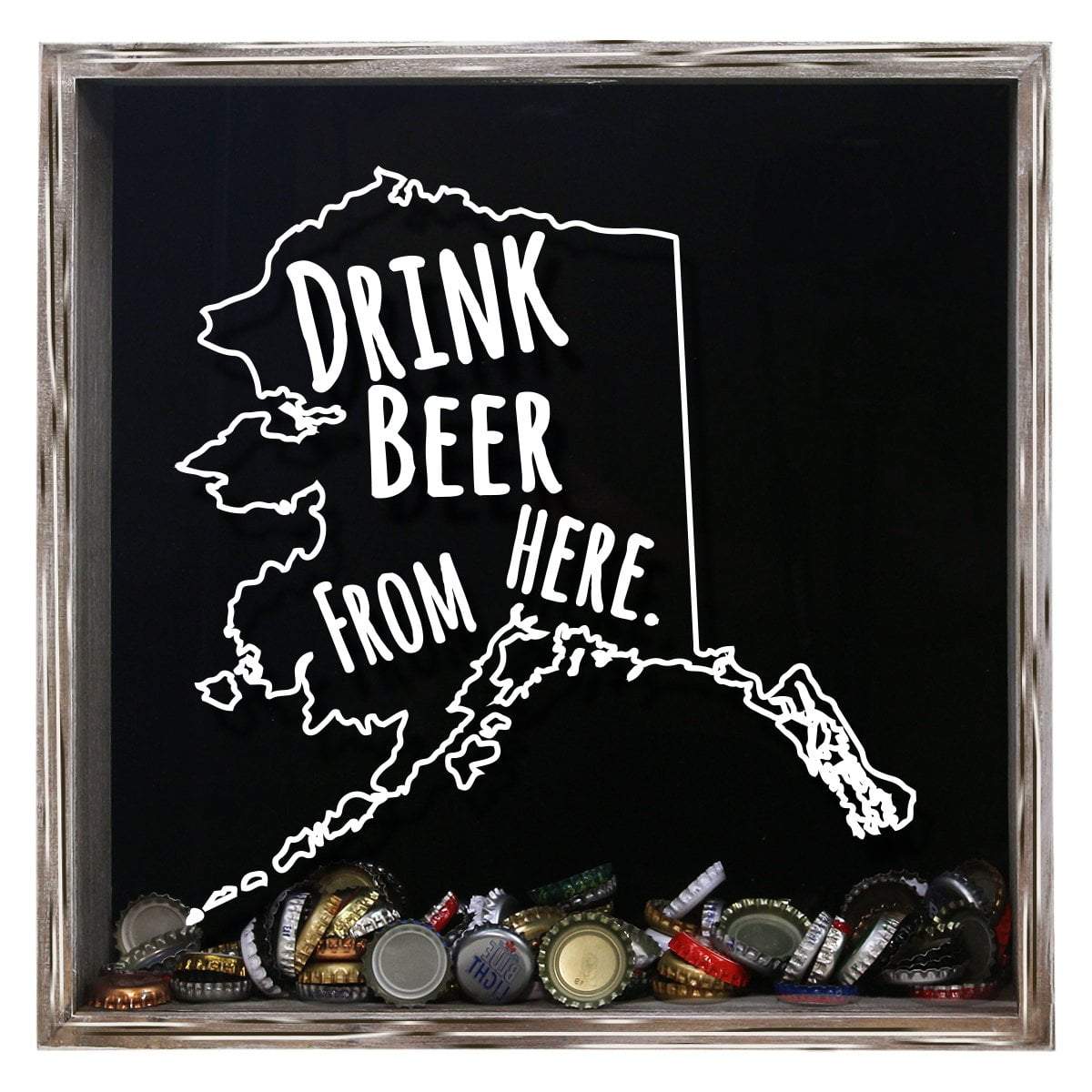 Torched Products Shadow Box Gray Alaska Drink Beer From Here Beer Cap Shadow Box (781157990517)