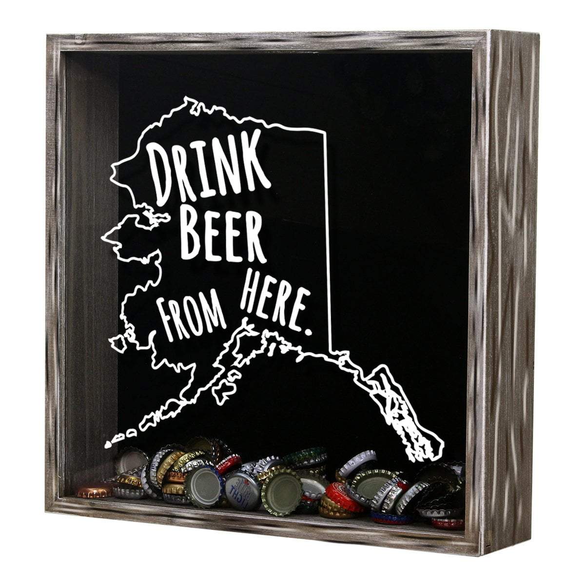 Torched Products Shadow Box Alaska Drink Beer From Here Beer Cap Shadow Box (781157990517)