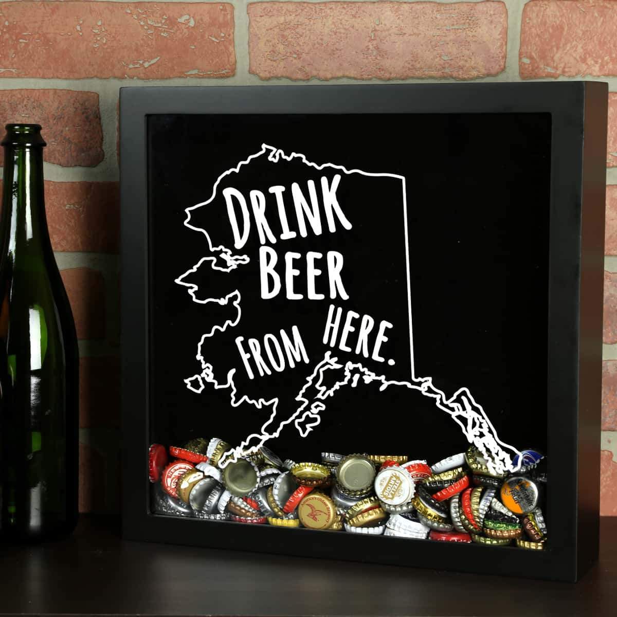 Torched Products Shadow Box Black Alaska Drink Beer From Here Beer Cap Shadow Box (781157990517)