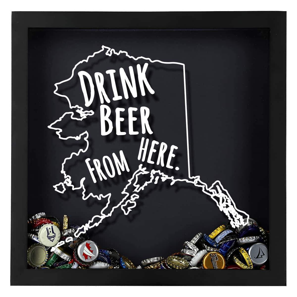 Torched Products Shadow Box Alaska Drink Beer From Here Beer Cap Shadow Box (781157990517)