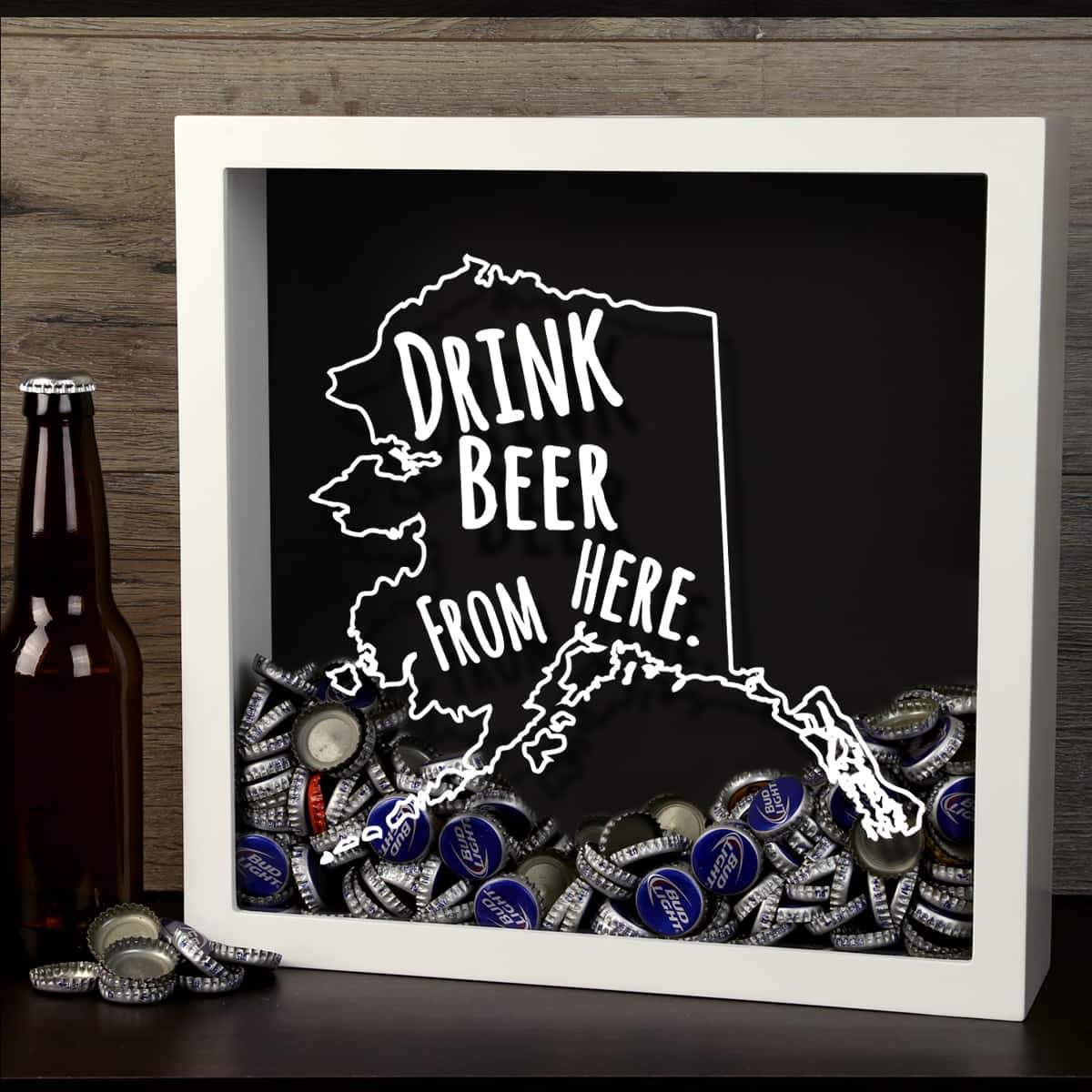 Torched Products Shadow Box Alaska Drink Beer From Here Beer Cap Shadow Box (781157990517)