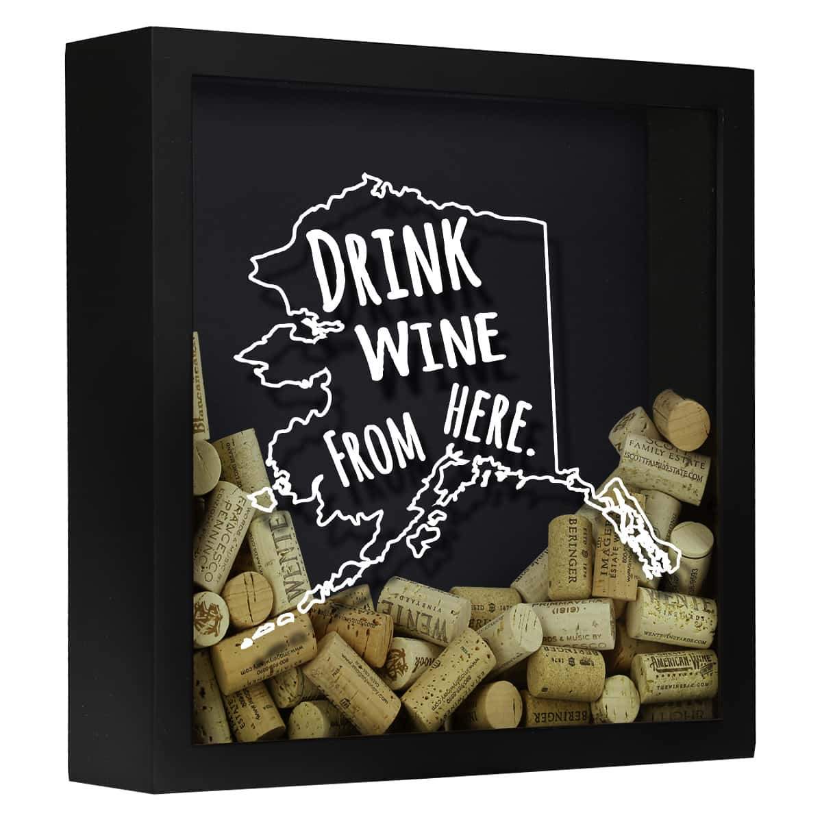 Torched Products Shadow Box Black Alaska Drink Wine From Here Wine Cork Shadow Box (795700789365)