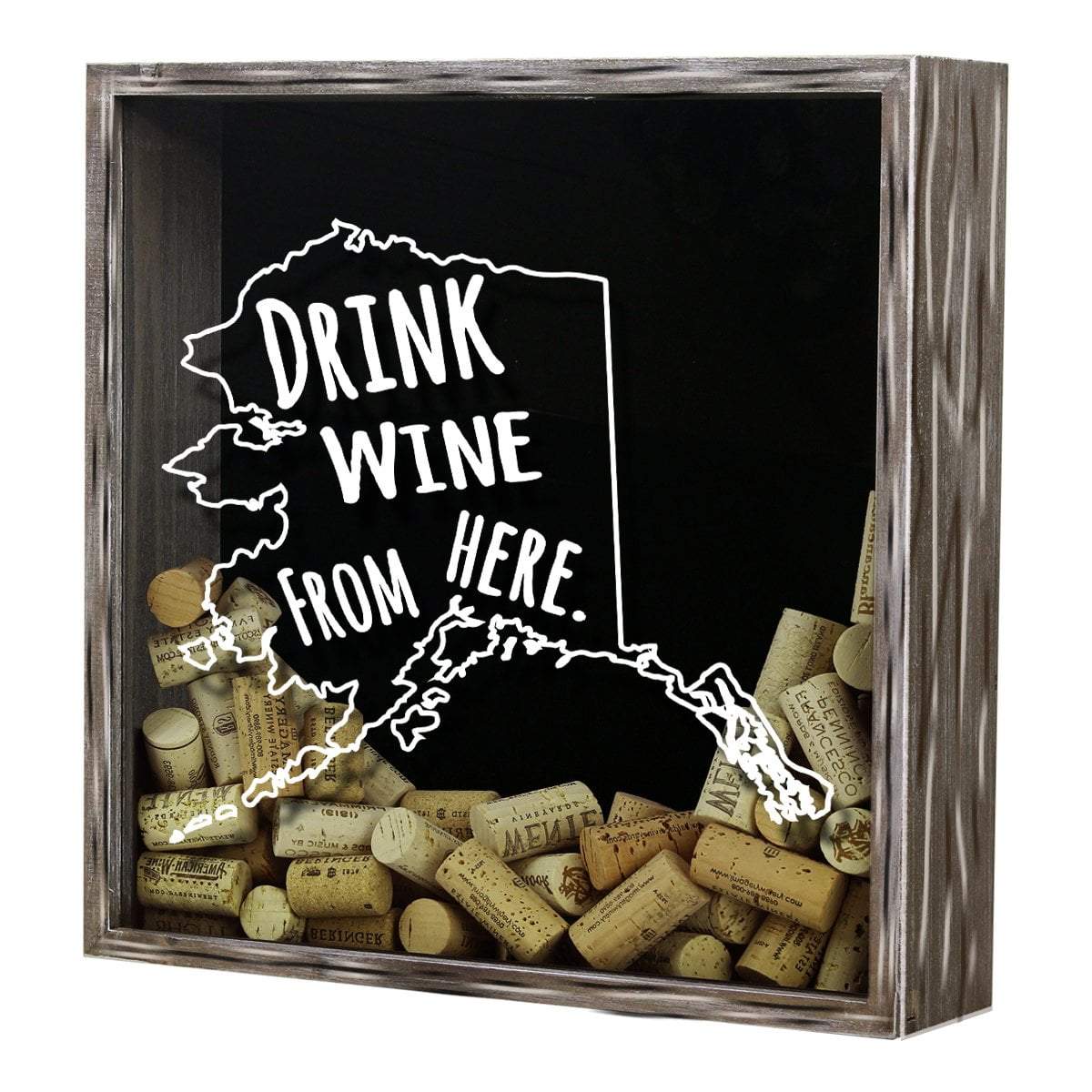 Torched Products Shadow Box Alaska Drink Wine From Here Wine Cork Shadow Box (795700789365)