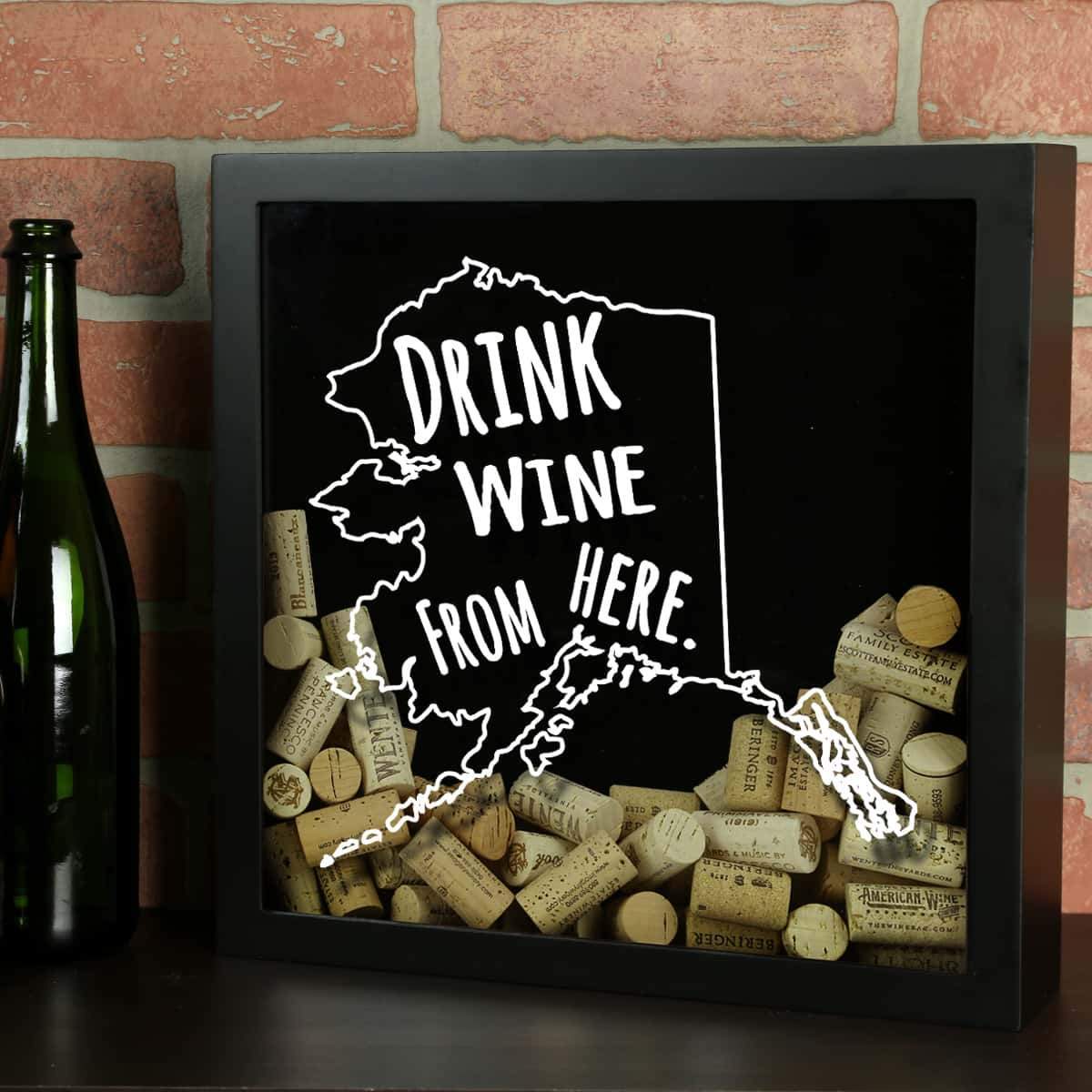 Torched Products Shadow Box Black Alaska Drink Wine From Here Wine Cork Shadow Box (795700789365)