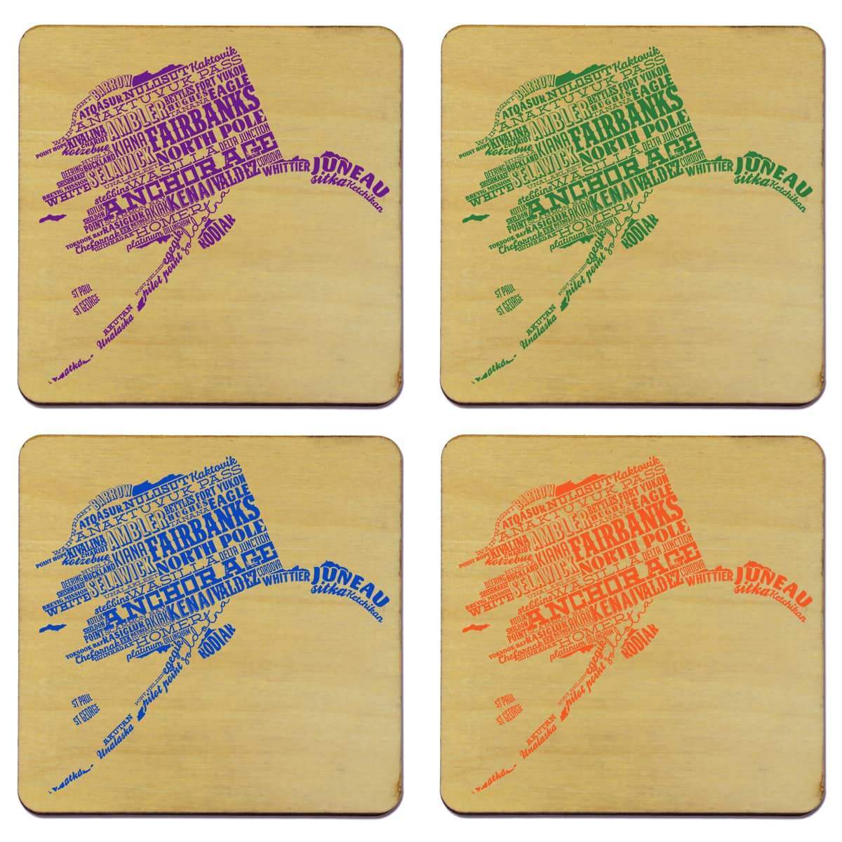 Torched Products Coasters Alaska State Typography Coaster (787775914101)