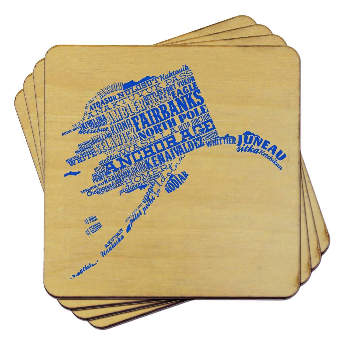 Torched Products Coasters Alaska State Typography Coaster (787775914101)