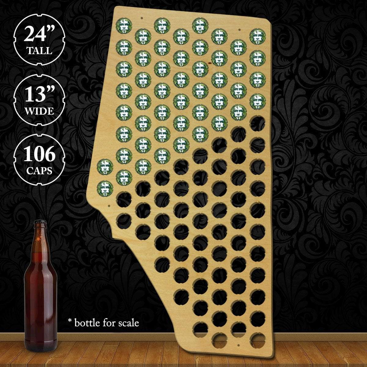 Torched Products Beer Bottle Cap Holder Alberta Beer Cap Map (777845342325)