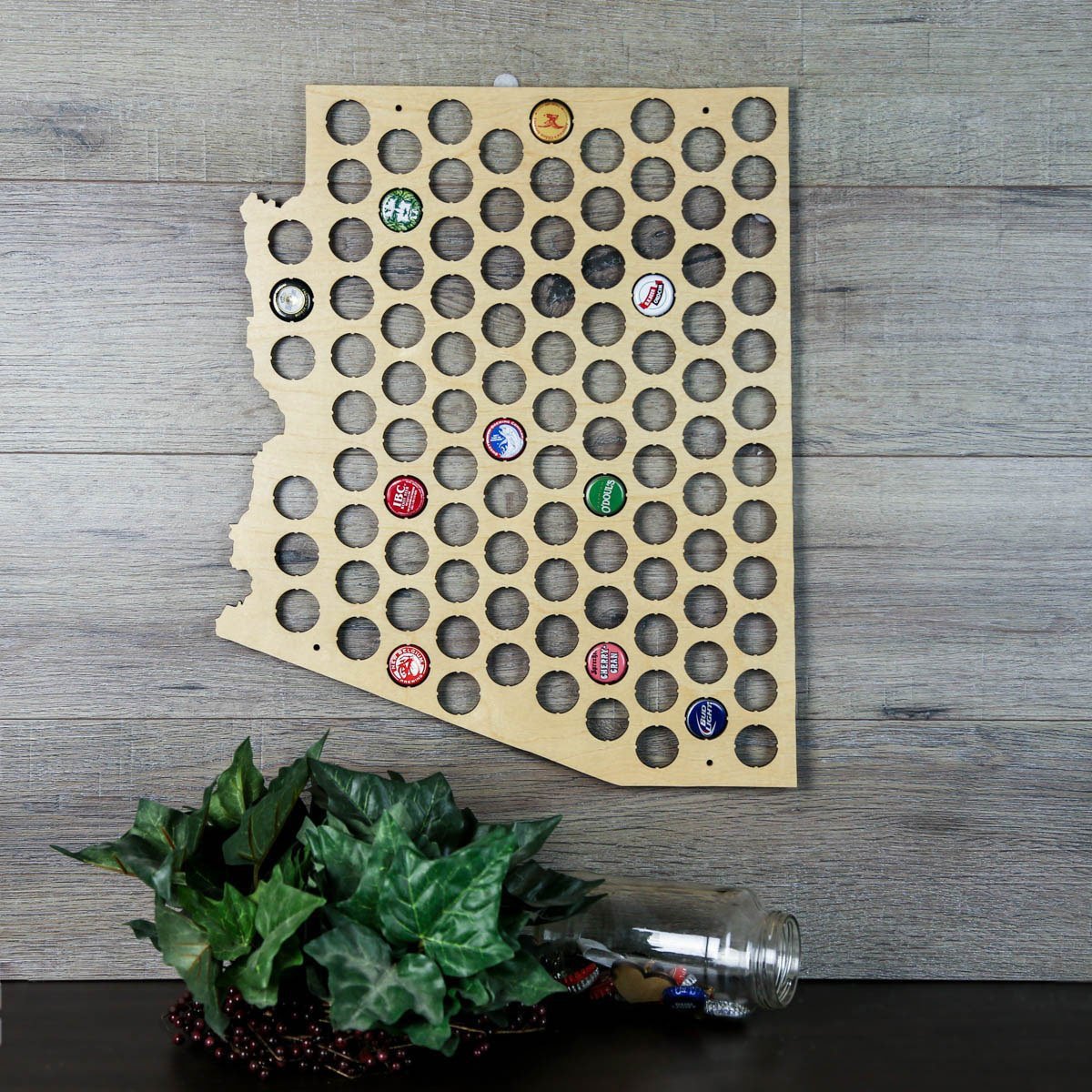Torched Products Beer Bottle Cap Holder Arizona Beer Cap Map (777472868469)