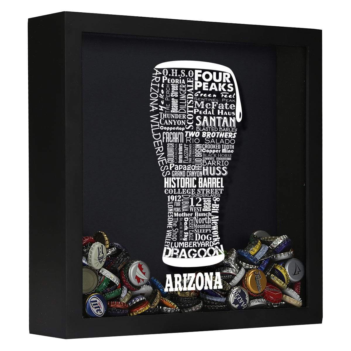 Torched Products Shadow Box Black Arizona Beer Typography Shadow Box (779005526133)