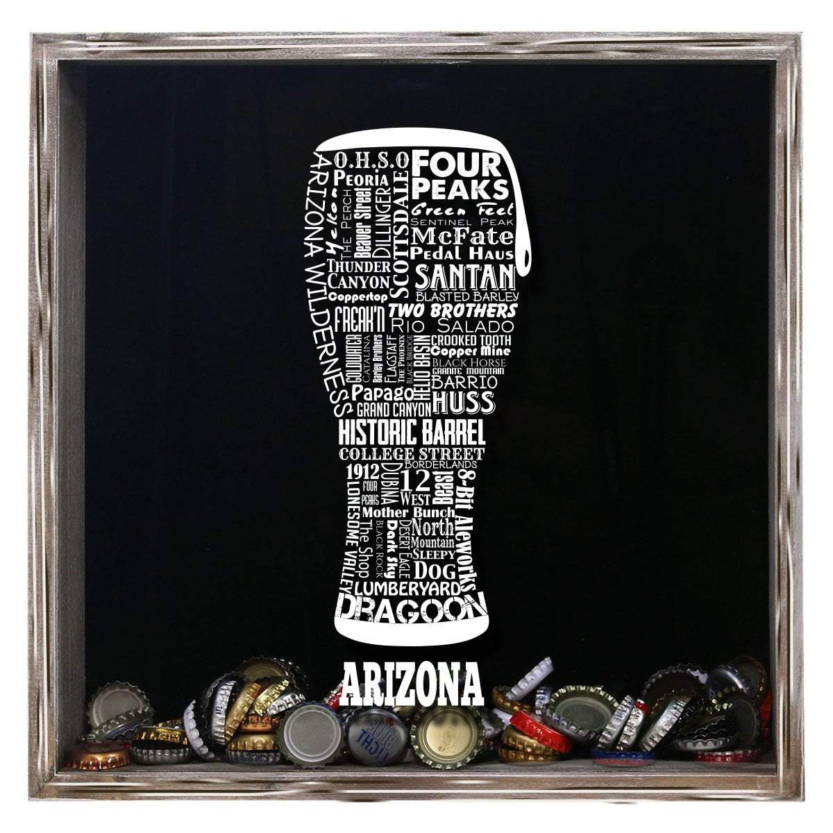 Torched Products Shadow Box Gray Arizona Beer Typography Shadow Box (779005526133)