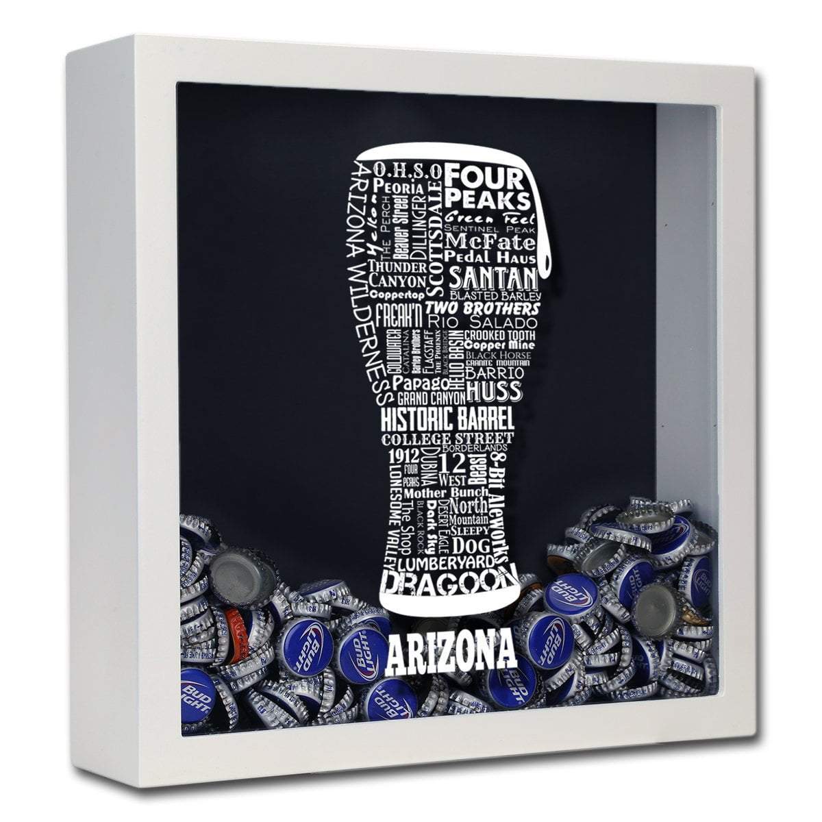 Torched Products Shadow Box White Arizona Beer Typography Shadow Box (779005526133)