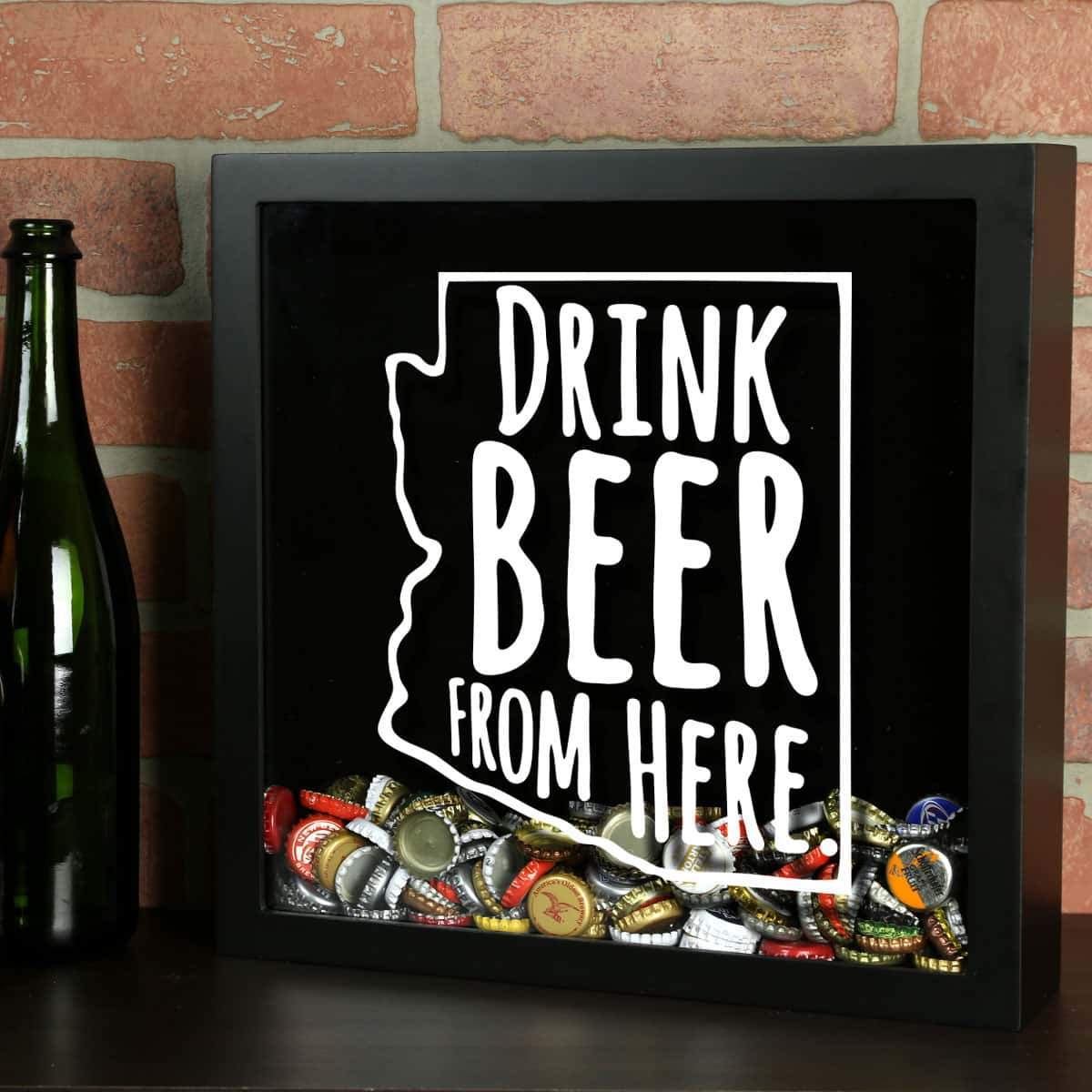 Torched Products Shadow Box Black Arizona Drink Beer From Here Beer Cap Shadow Box (781158613109)