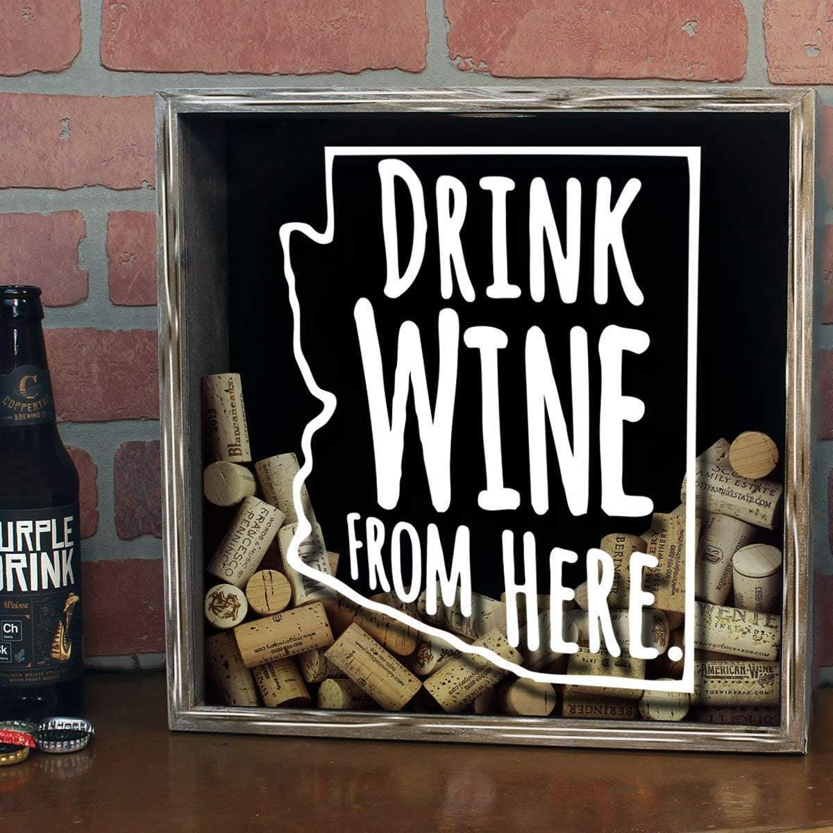 Torched Products Shadow Box Arizona Drink Wine From Here Wine Cork Shadow Box (795701903477)