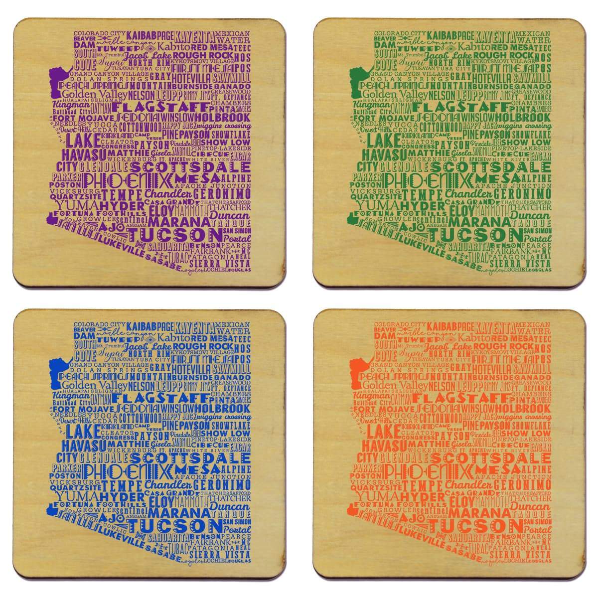 Torched Products Coasters Arizona State Typography Coaster (787785941109)