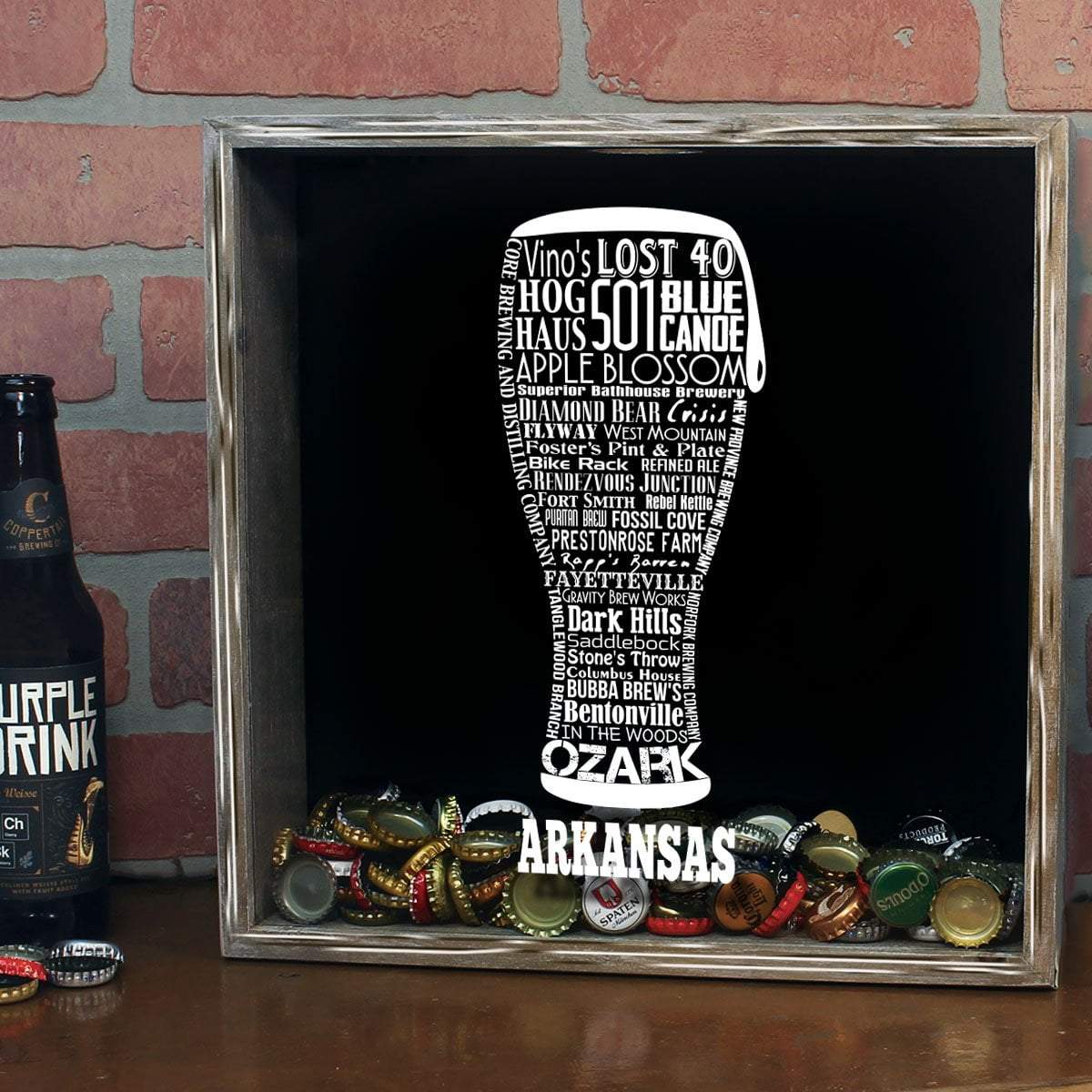 Torched Products Shadow Box Arkansas Beer Typography Shadow Box (779007950965)