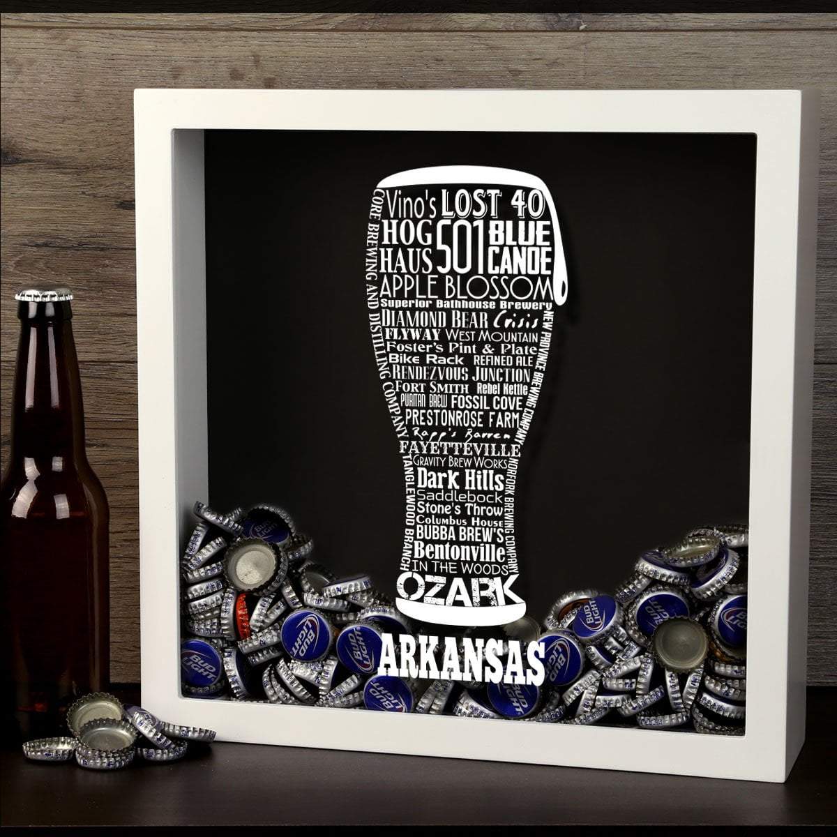 Torched Products Shadow Box Arkansas Beer Typography Shadow Box (779007950965)