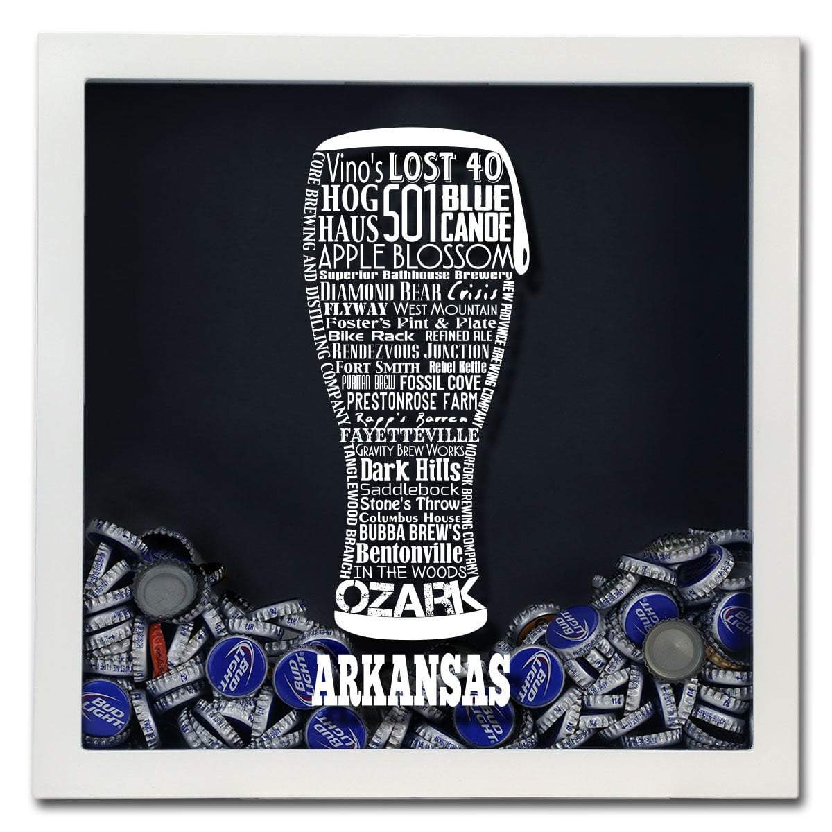 Torched Products Shadow Box Arkansas Beer Typography Shadow Box (779007950965)