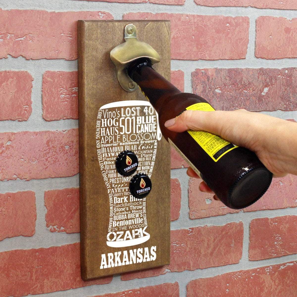 Torched Products Bottle Opener Default Title Arkansas Craft Beer Typography Cap Catching Magnetic Bottle Opener (789157478517)