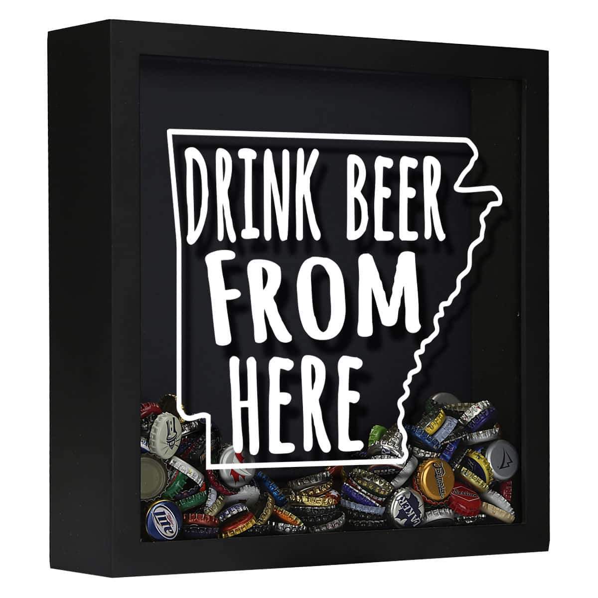 Torched Products Shadow Box Black Arkansas Drink Beer From Here Beer Cap Shadow Box (781160382581)