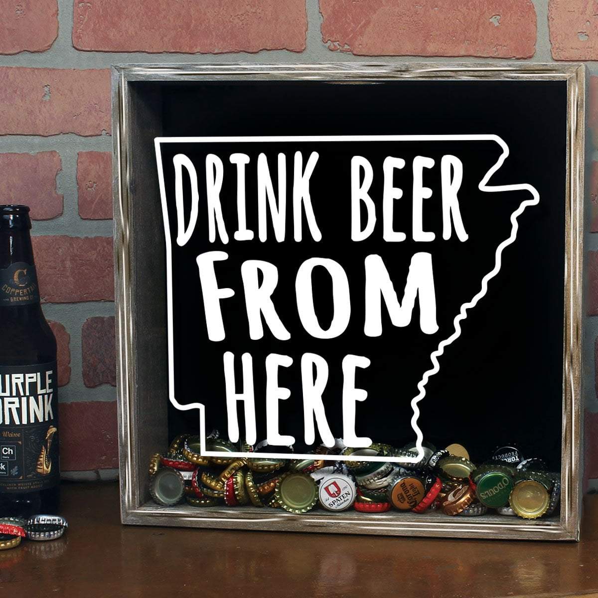 Torched Products Shadow Box Arkansas Drink Beer From Here Beer Cap Shadow Box (781160382581)