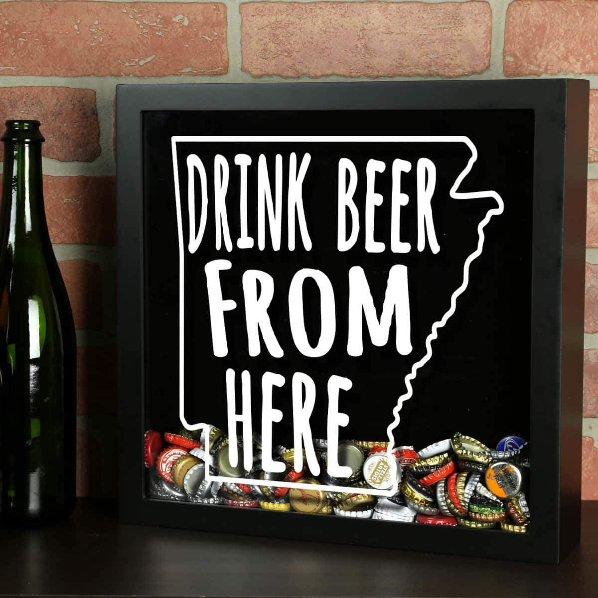 Torched Products Shadow Box Black Arkansas Drink Beer From Here Beer Cap Shadow Box (781160382581)