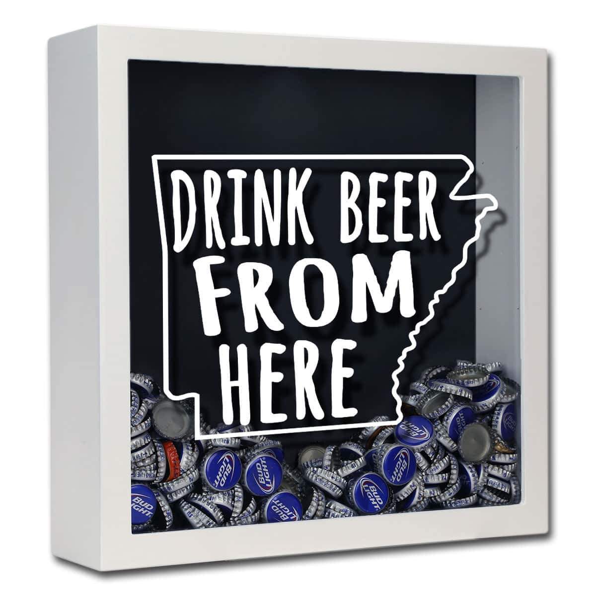 Torched Products Shadow Box White Arkansas Drink Beer From Here Beer Cap Shadow Box (781160382581)
