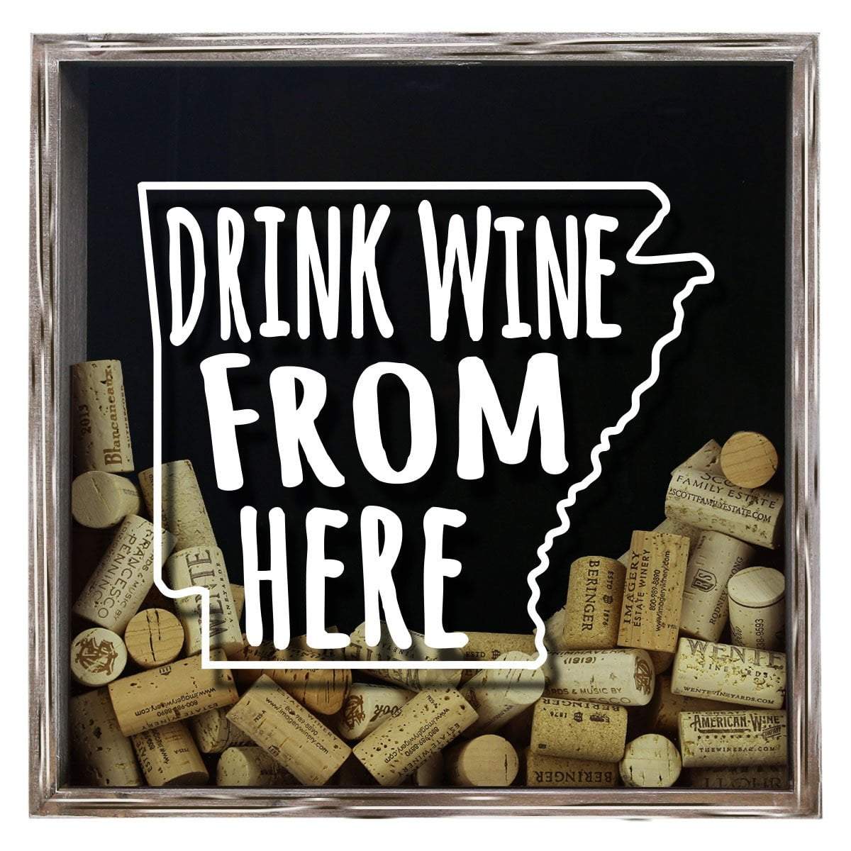 Torched Products Shadow Box Gray Arkansas Drink Wine From Here Wine Cork Shadow Box (795702657141)
