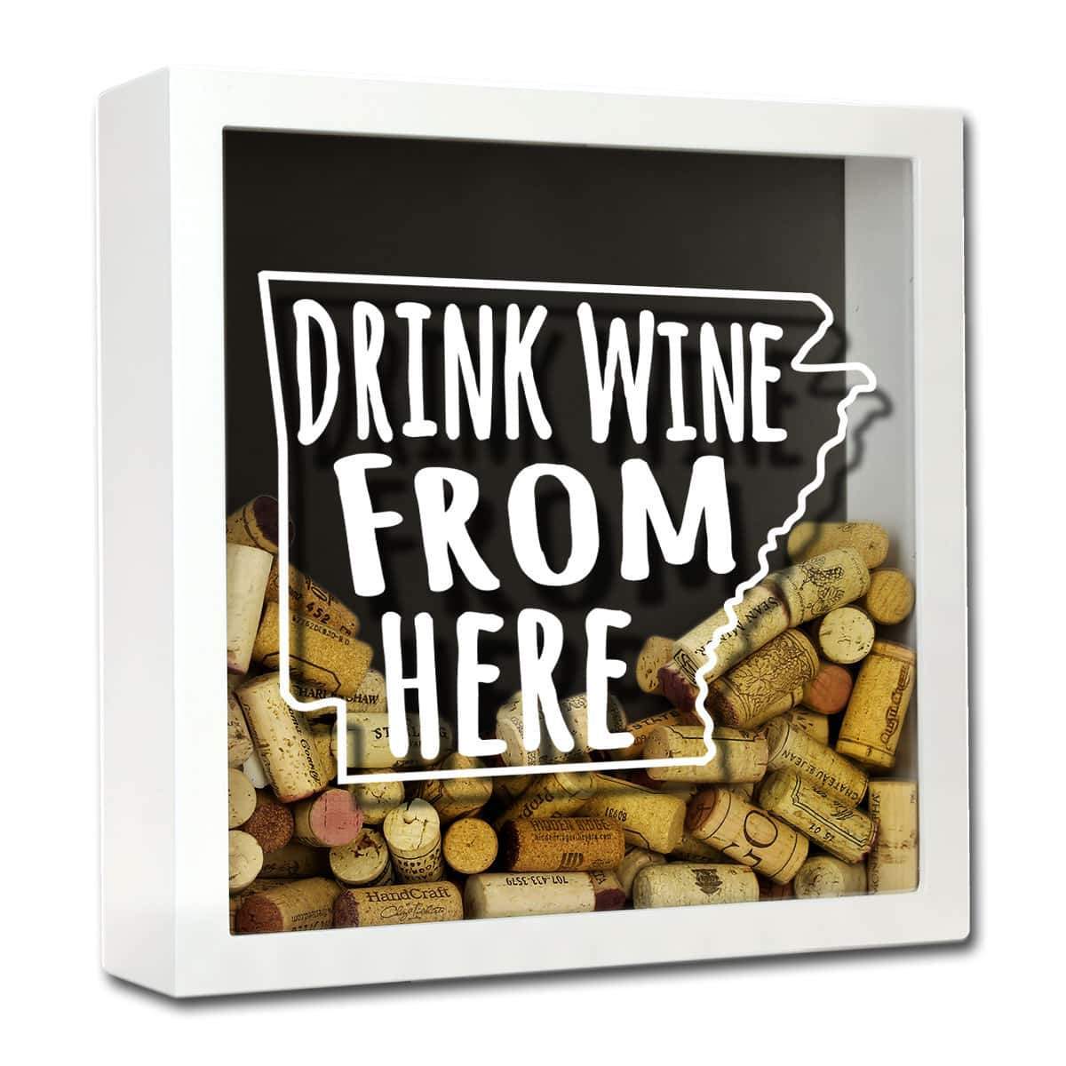 Torched Products Shadow Box White Arkansas Drink Wine From Here Wine Cork Shadow Box (795702657141)