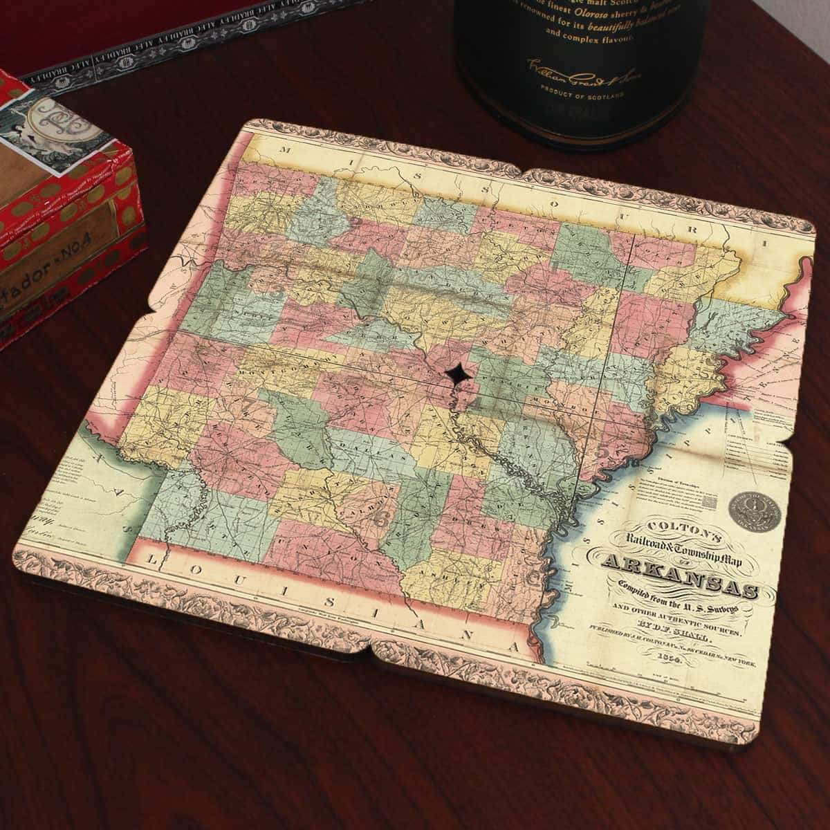 Torched Products Coasters Arkansas Old World Map Coaster (790585442421)