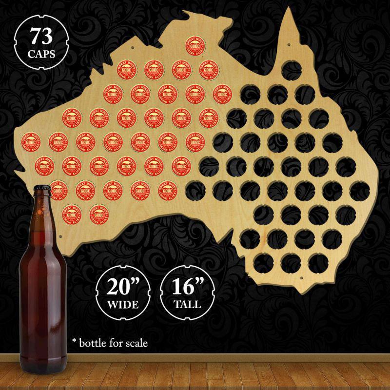 Torched Products Beer Bottle Cap Holder Australia Beer Cap Map (777851601013)