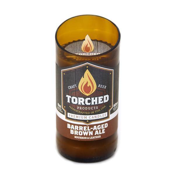Torched Products Beer Candles Beer Bottle 8 oz Barrel-Aged Brown Ale Beer Candle