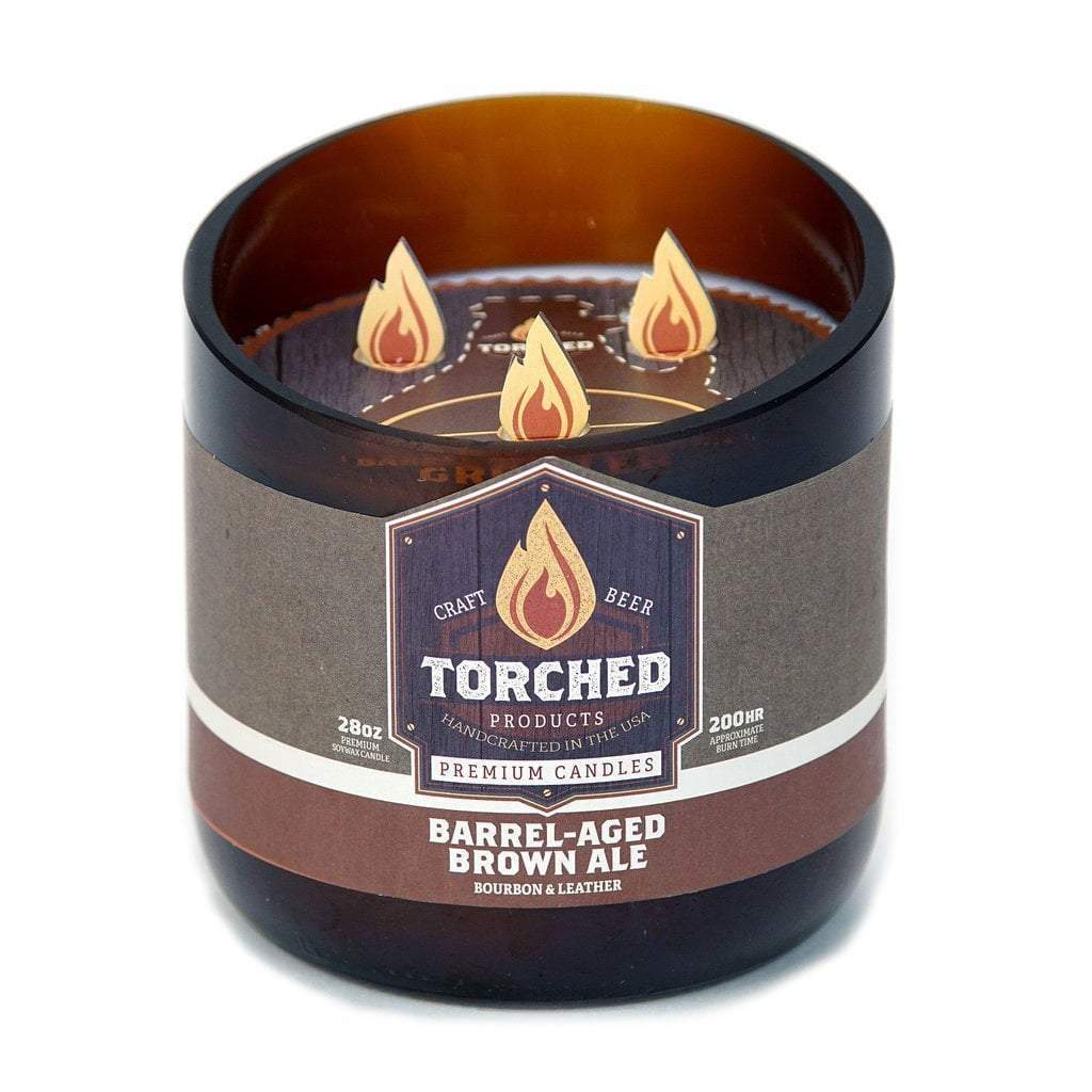 Torched Products Beer Candles Growler 28 oz Barrel-Aged Brown Ale Beer Candle