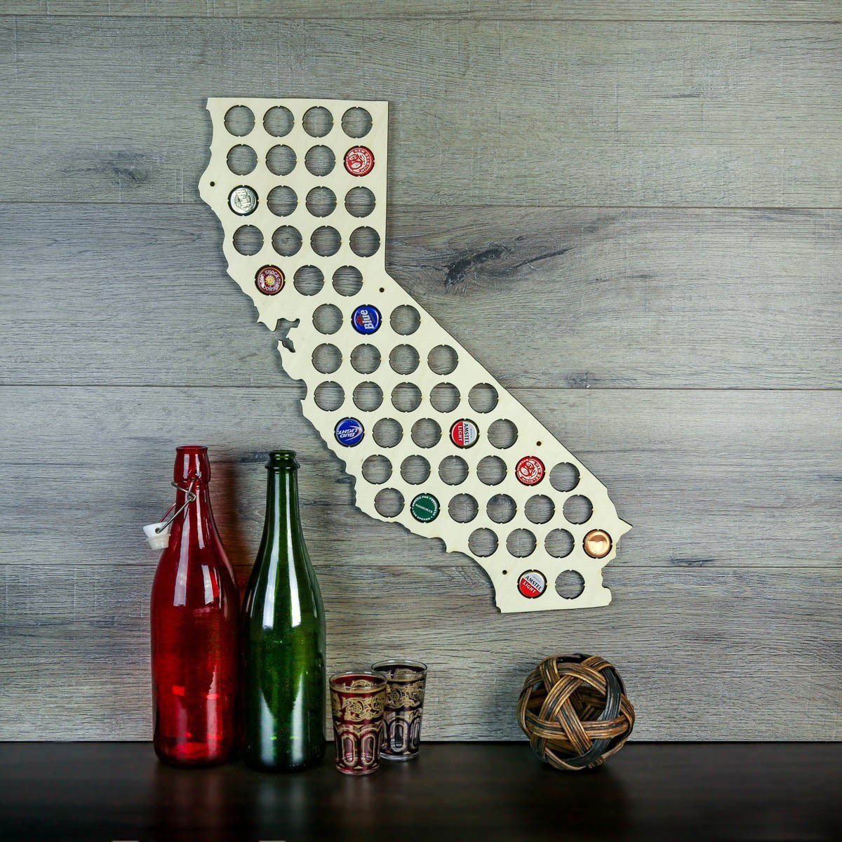 Torched Products Beer Bottle Cap Holder California Beer Cap Map (777520021621)