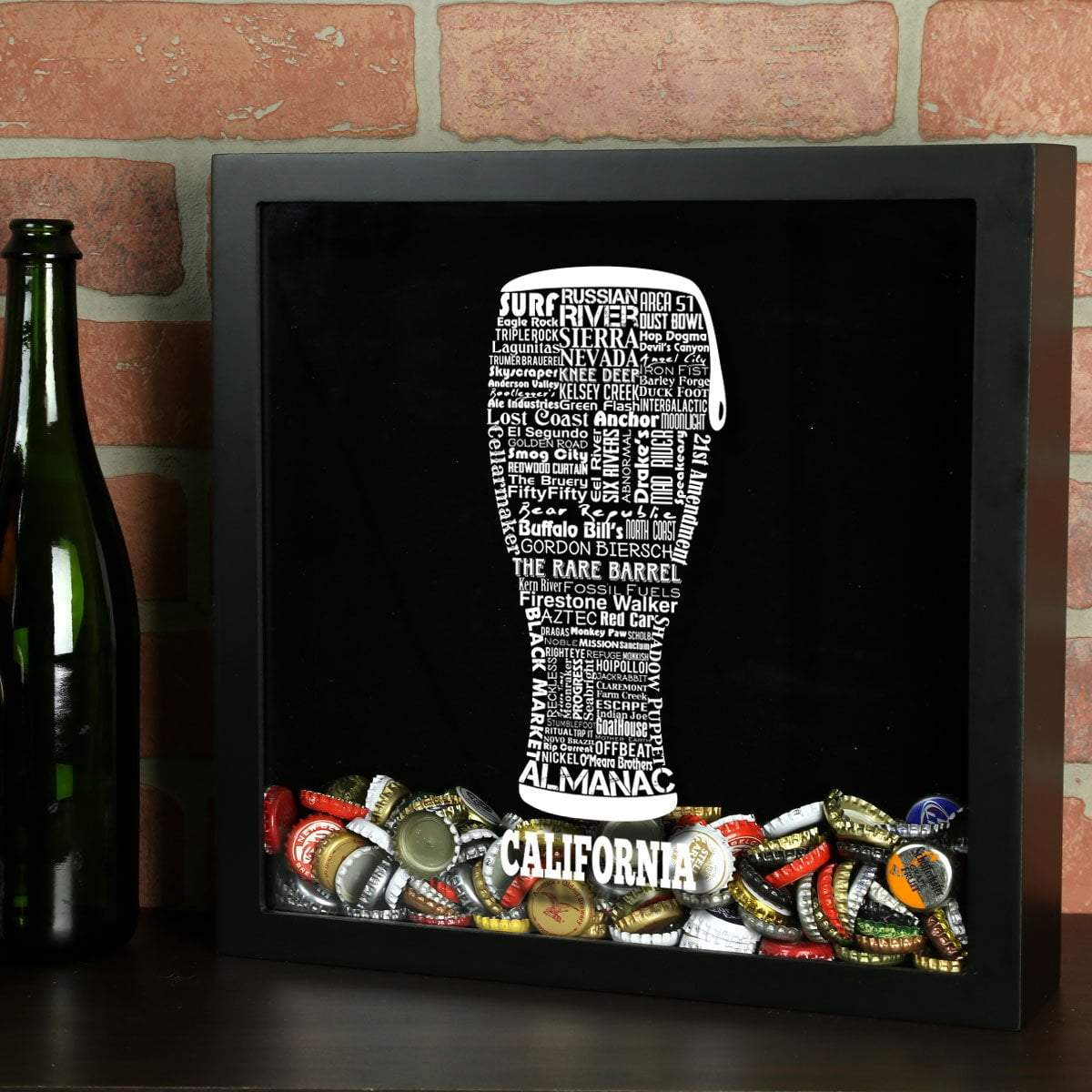 Torched Products Shadow Box Black California Beer Typography Shadow Box (779401953397)