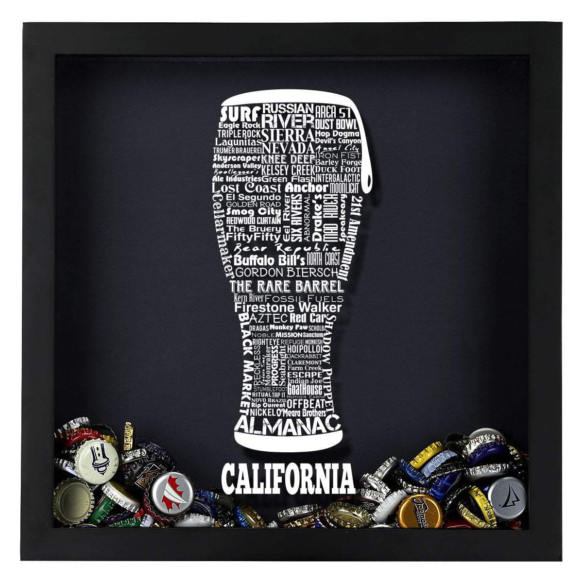 Torched Products Shadow Box California Beer Typography Shadow Box (779401953397)