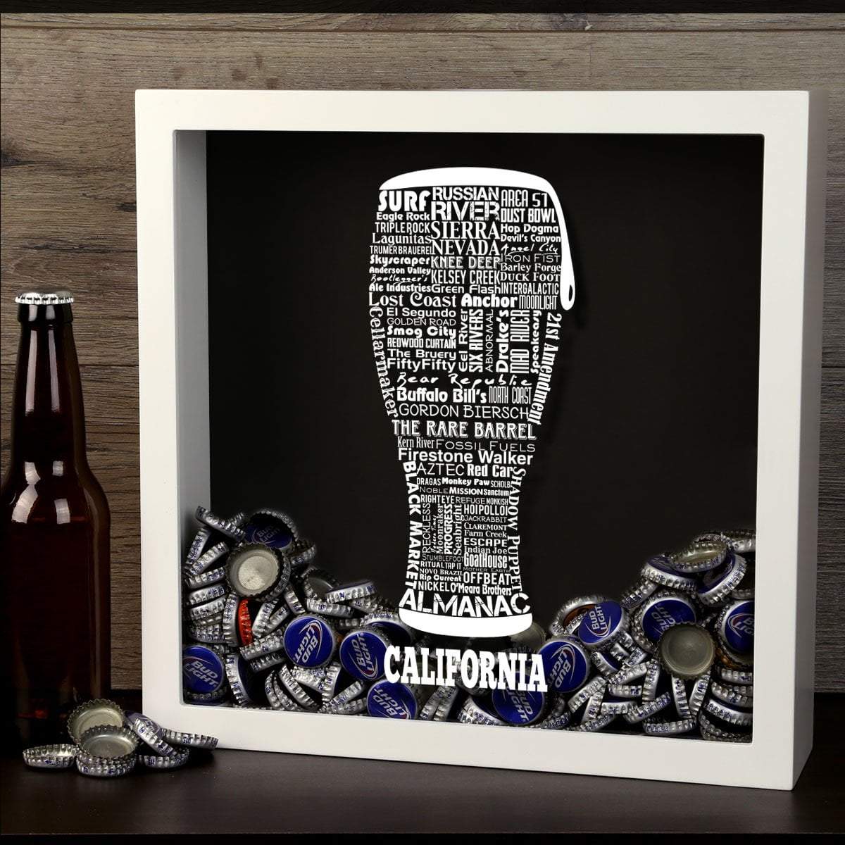 Torched Products Shadow Box California Beer Typography Shadow Box (779401953397)