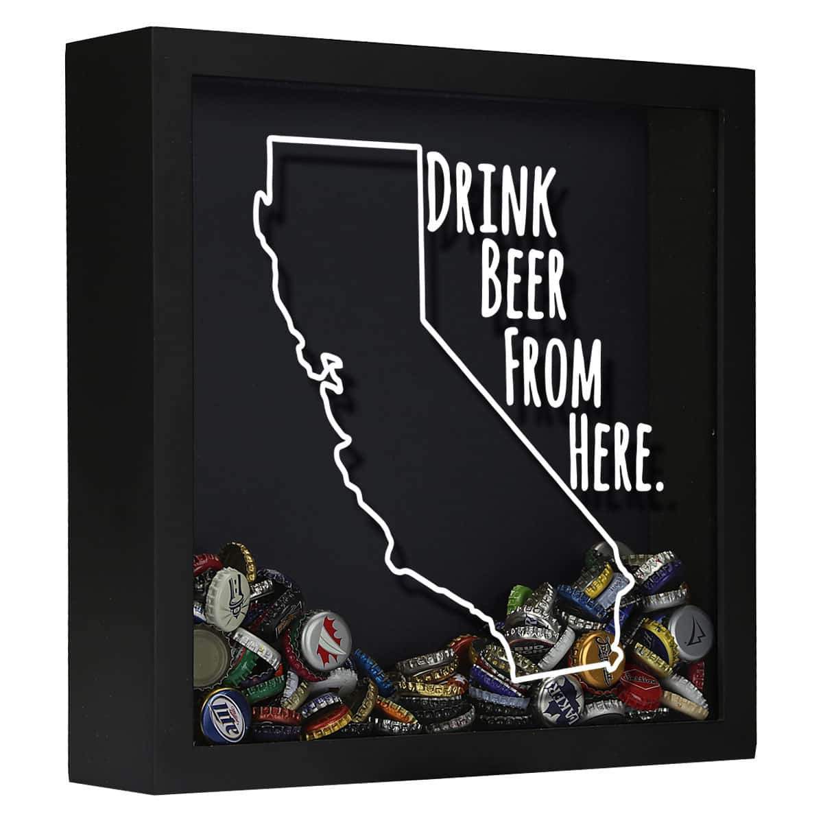 Torched Products Shadow Box Black California Drink Beer From Here Beer Cap Shadow Box (781161627765)