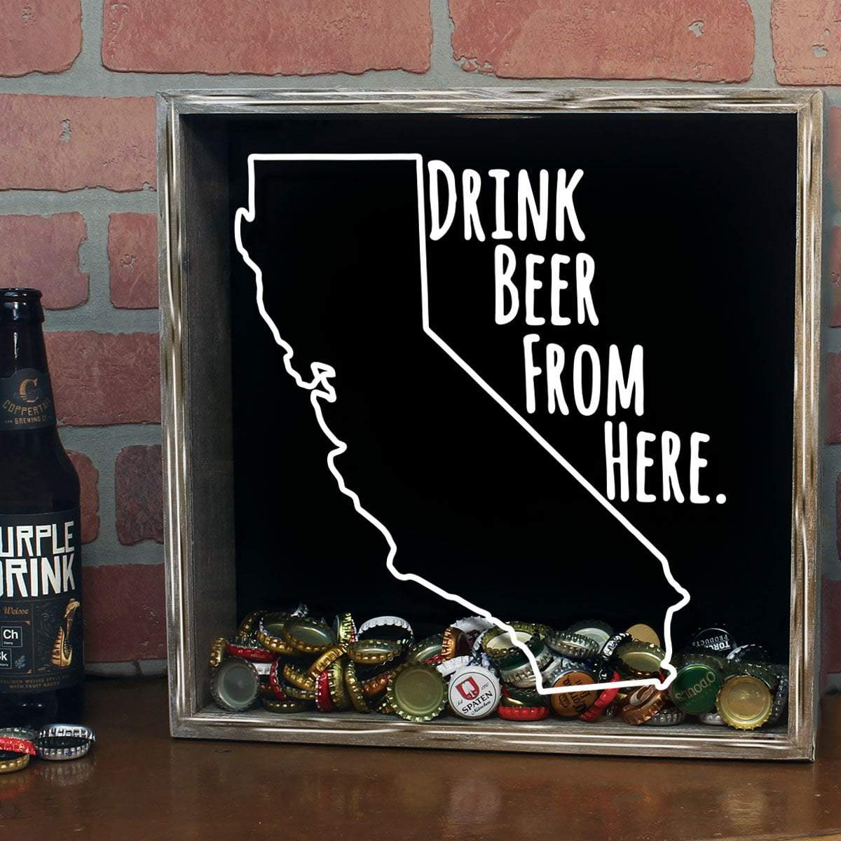 Torched Products Shadow Box California Drink Beer From Here Beer Cap Shadow Box (781161627765)