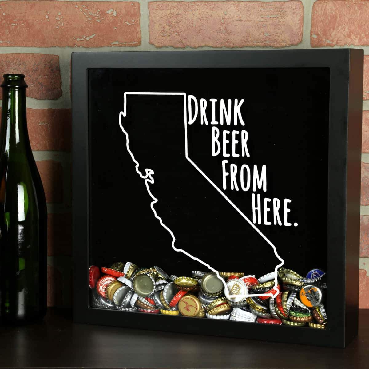 Torched Products Shadow Box Black California Drink Beer From Here Beer Cap Shadow Box (781161627765)
