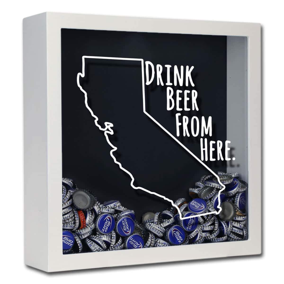 Torched Products Shadow Box White California Drink Beer From Here Beer Cap Shadow Box (781161627765)