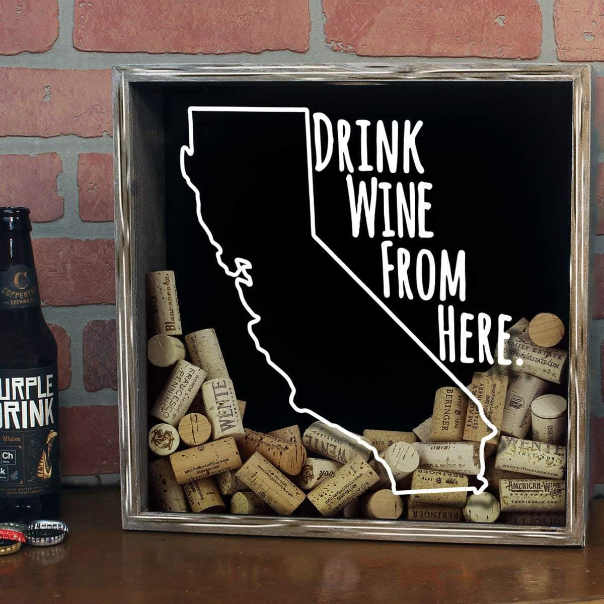 Torched Products Shadow Box California Drink Wine From Here Wine Cork Shadow Box (795714125941)