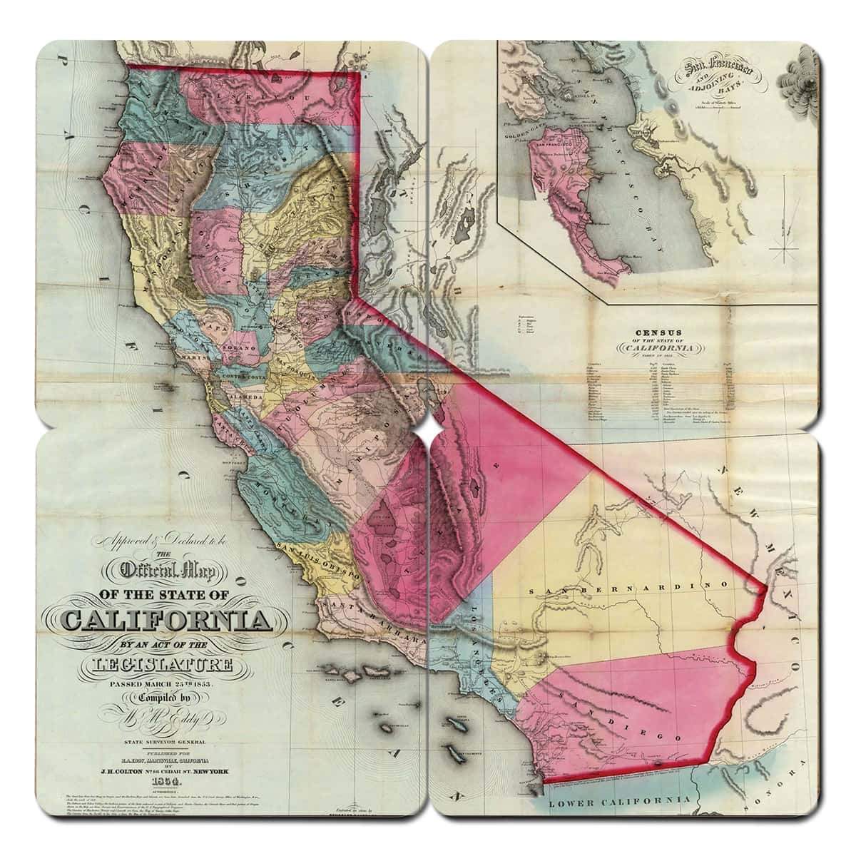 Torched Products Coasters California Old World Map Coaster (790586785909)