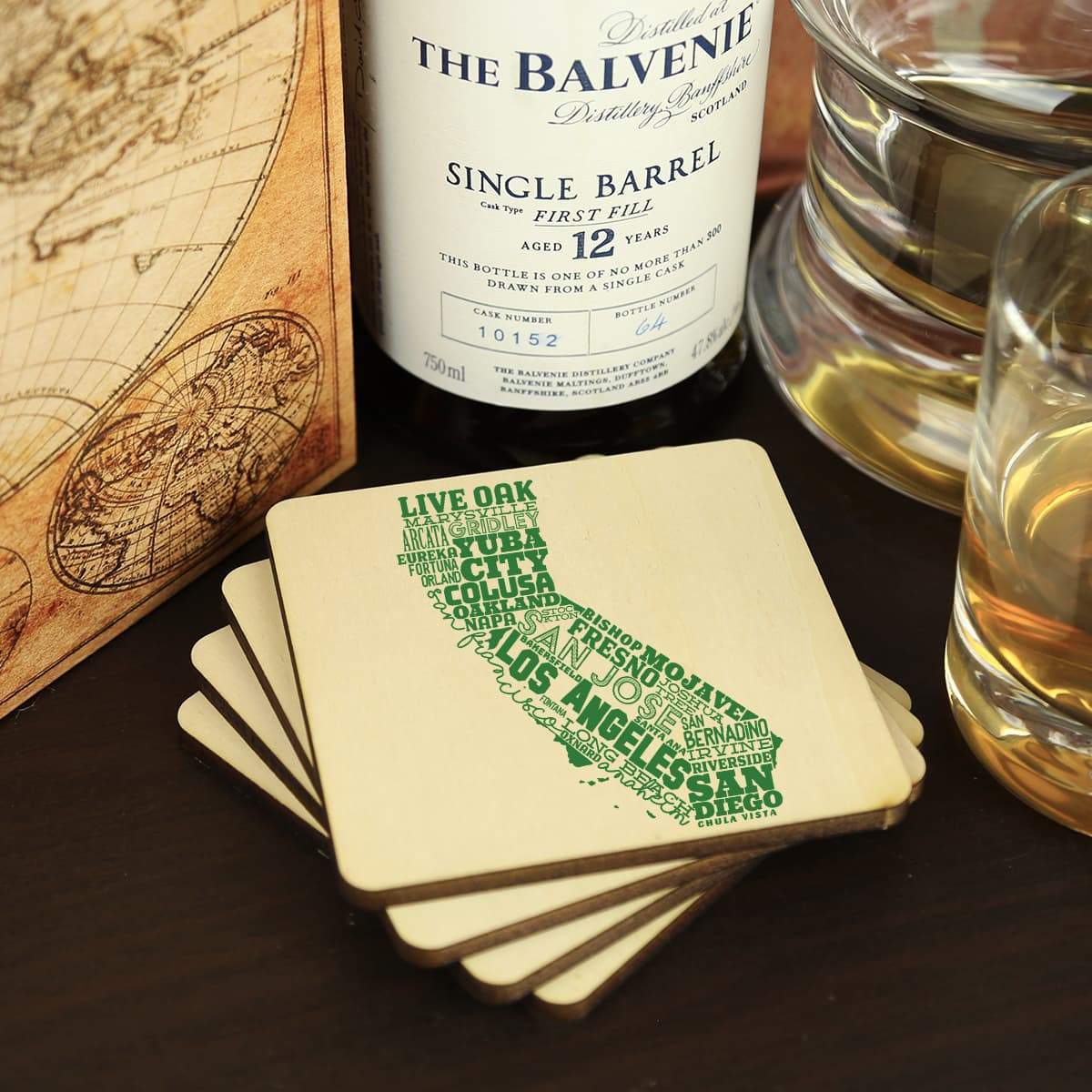 Torched Products Coasters California State Typography Coaster (787808288885)