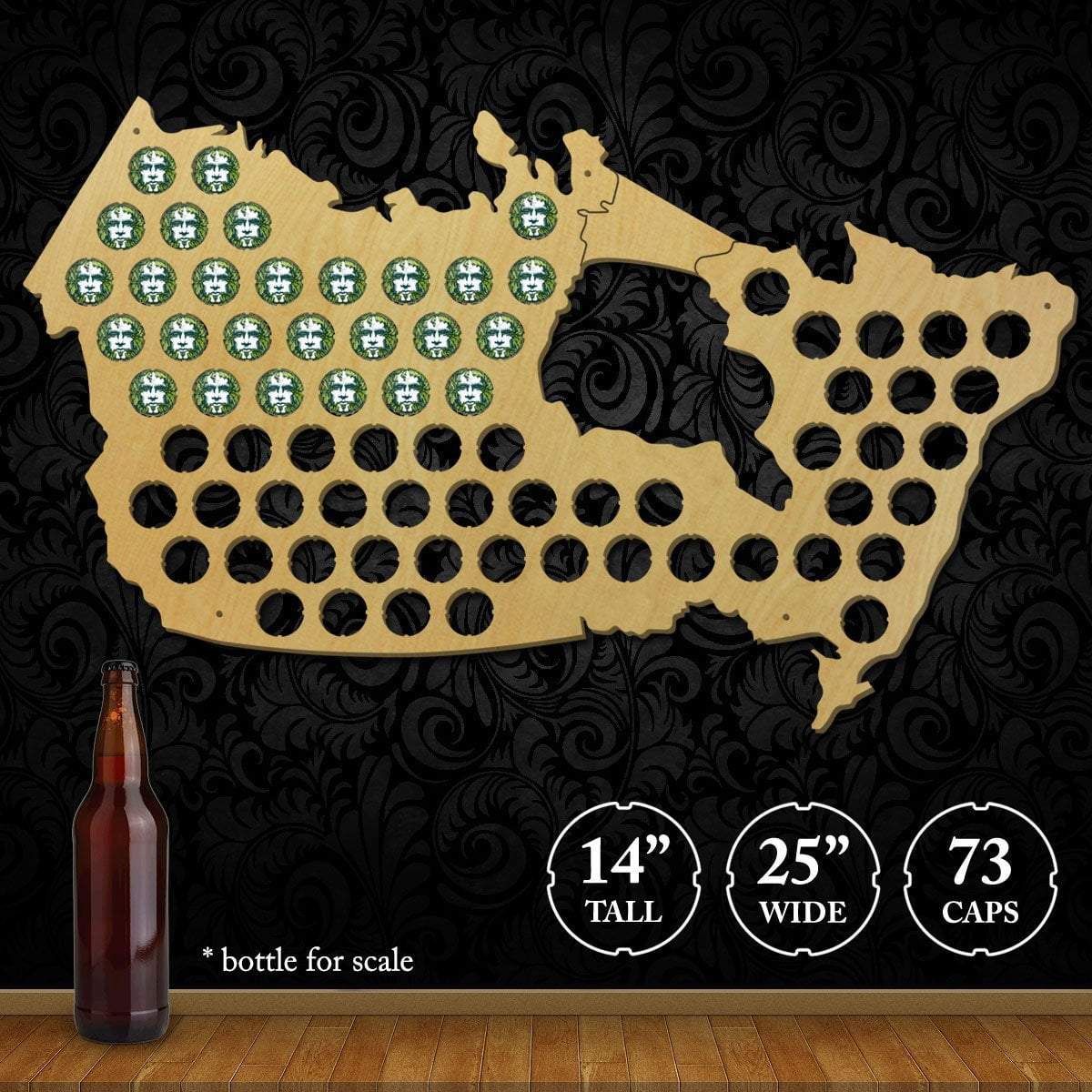 Torched Products Beer Bottle Cap Holder Canada Beer Cap Map (777842884725)