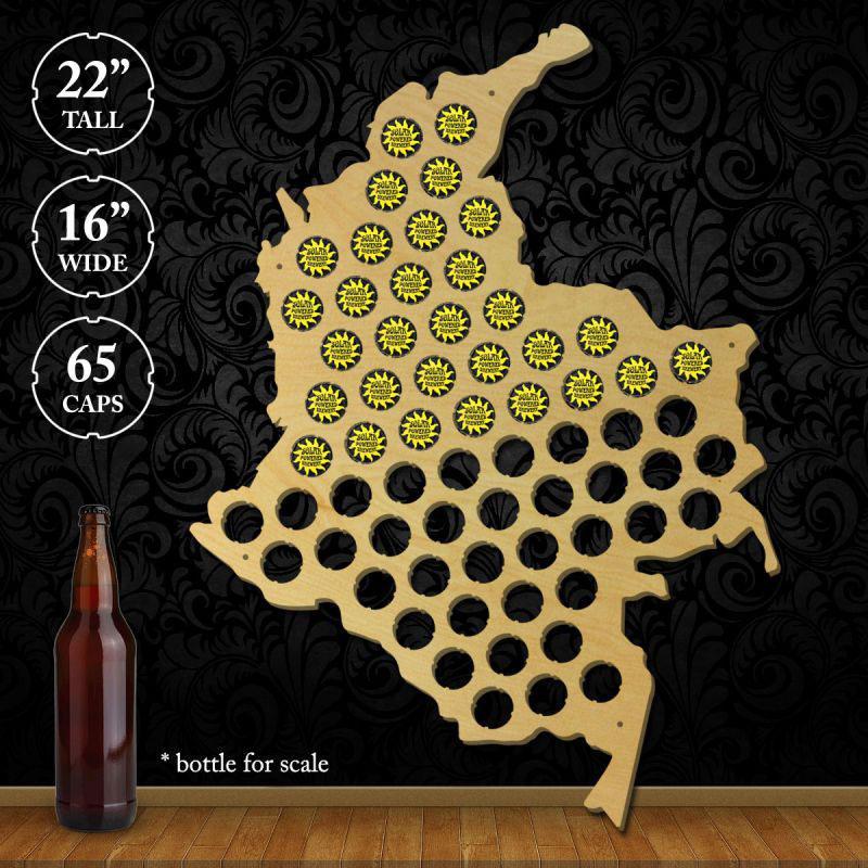 Torched Products Beer Bottle Cap Holder Colombia Beer Cap Map (777851732085)