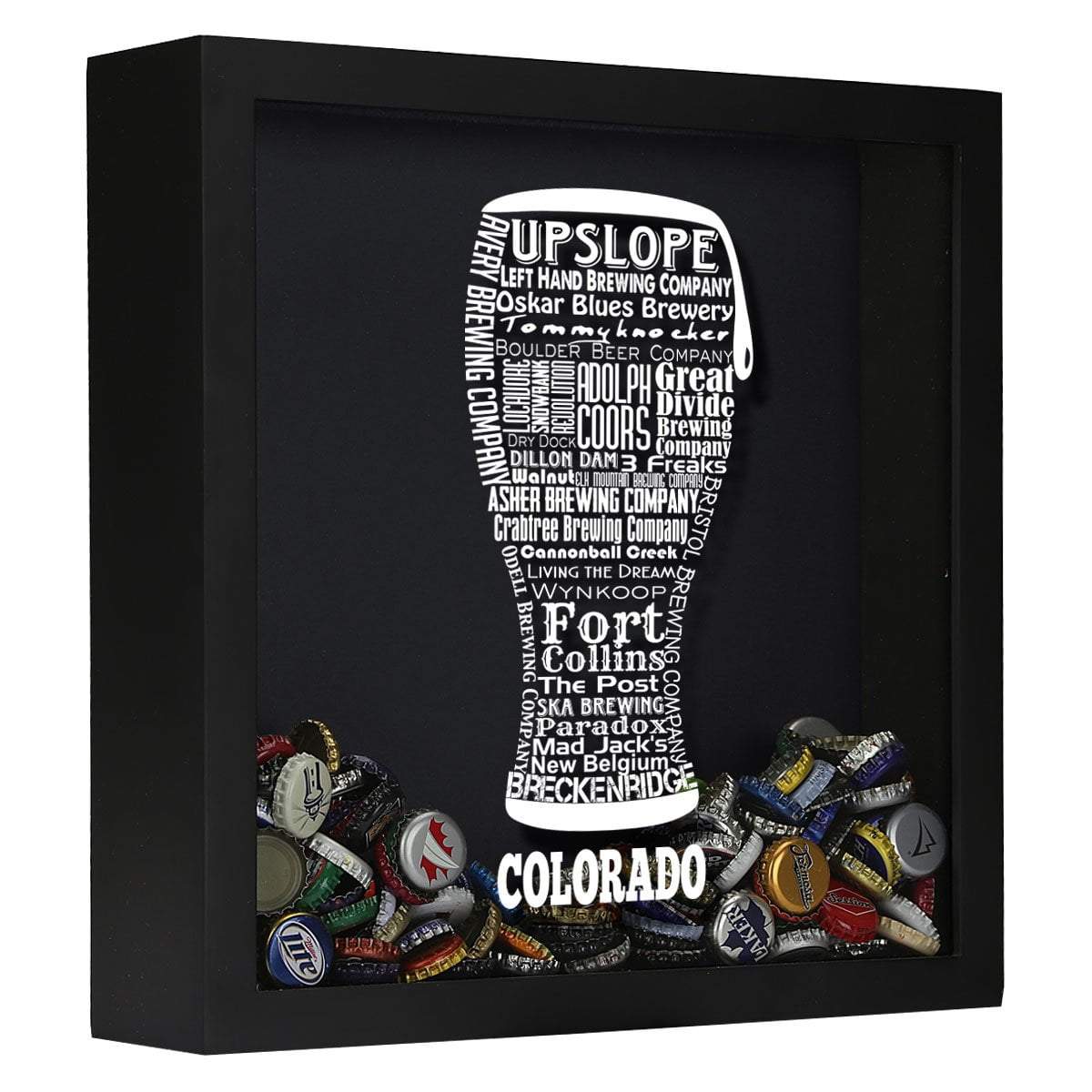Torched Products Shadow Box Black Colorado Beer Typography Shadow Box (779422400629)