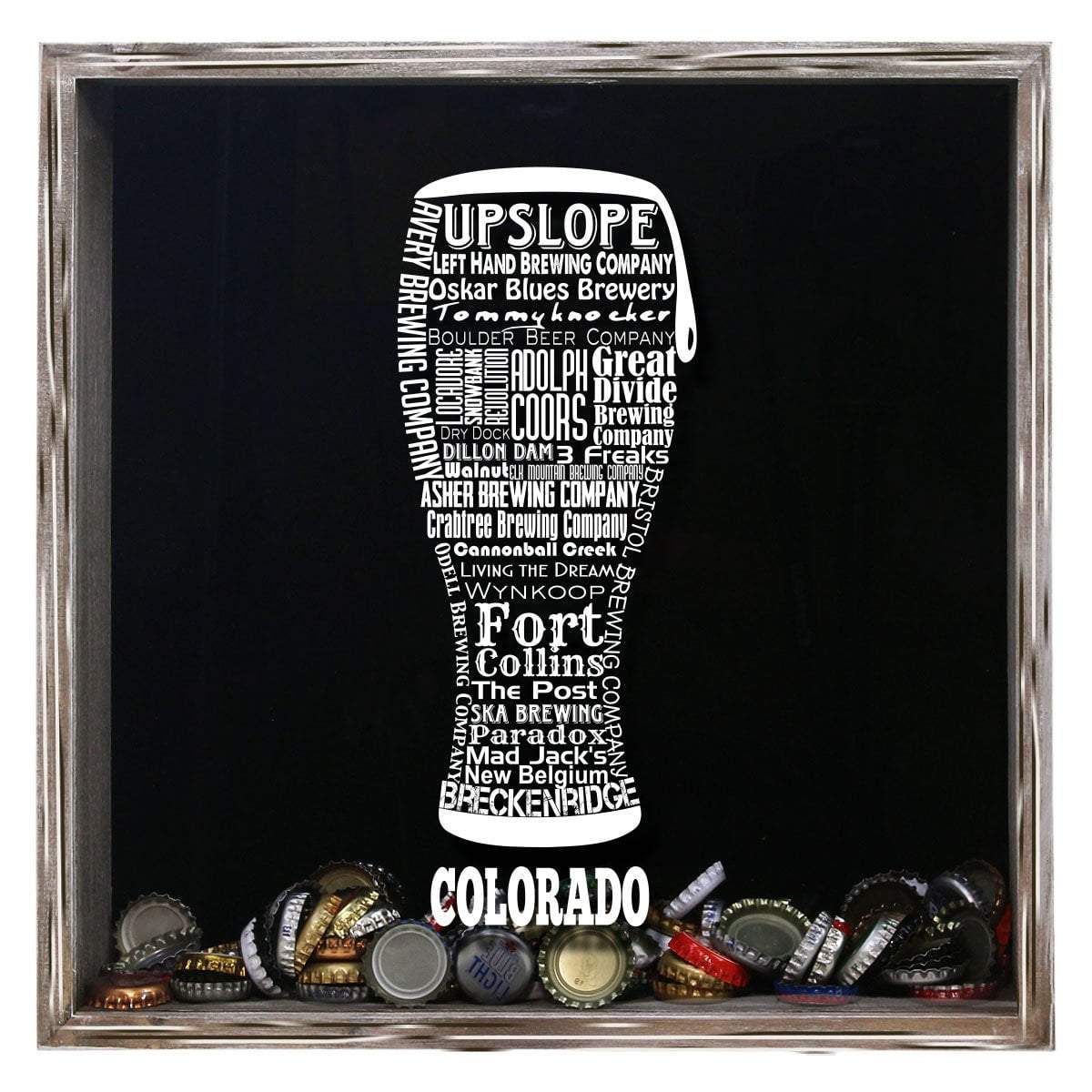 Torched Products Shadow Box Gray Colorado Beer Typography Shadow Box (779422400629)